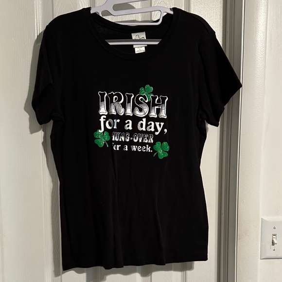 Tops - Black Graphic Tee with Irish Print